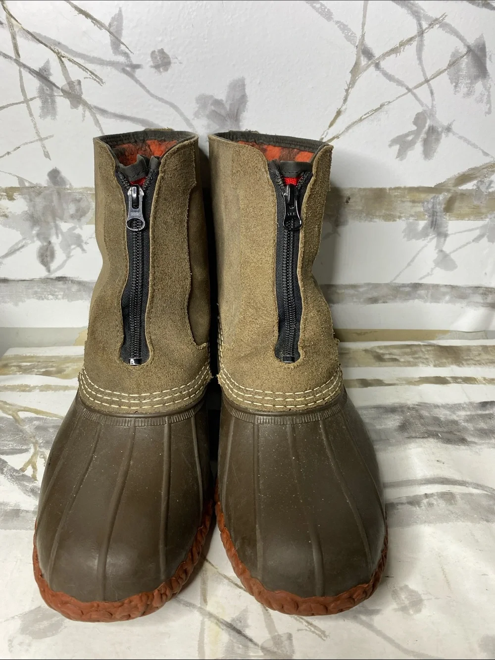 LL Bean Front Zip Flannel Lined Bean Boots